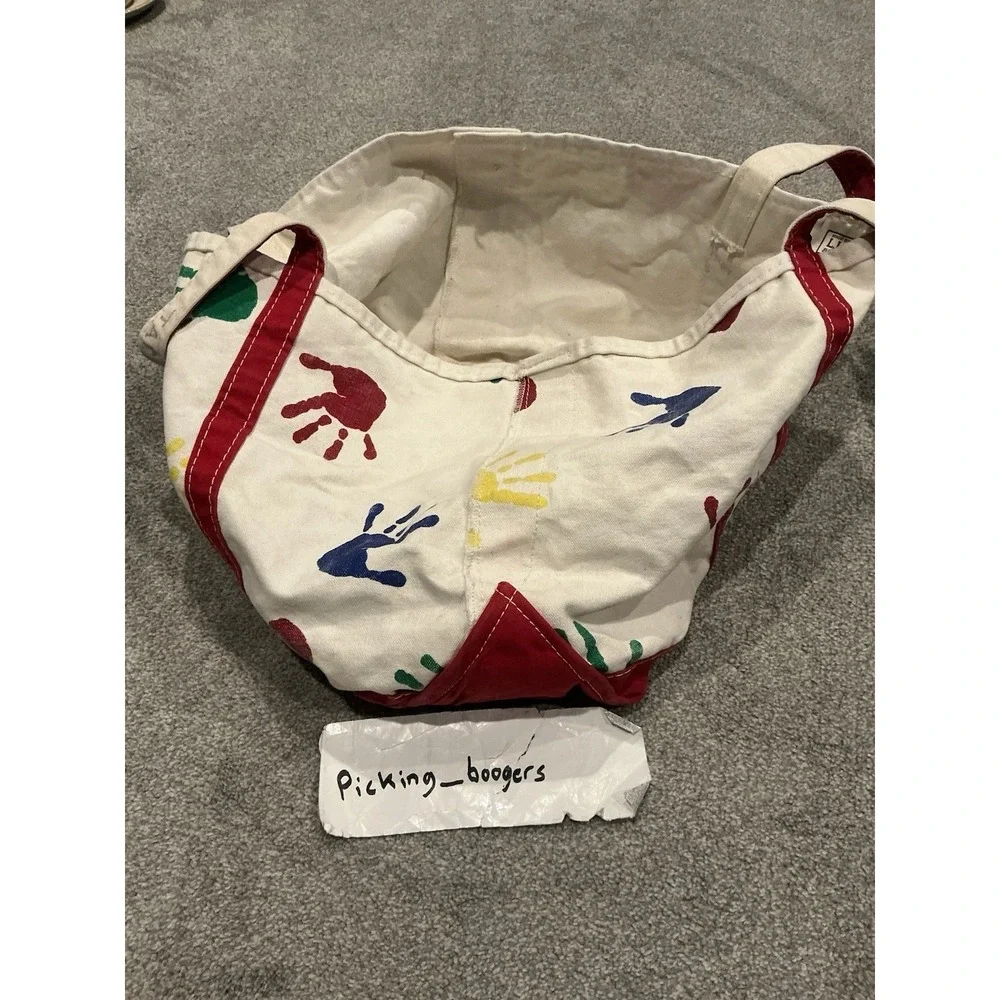 LL Bean Boat & Tote Hand Print Design Canvas Bag Finger Paint 23